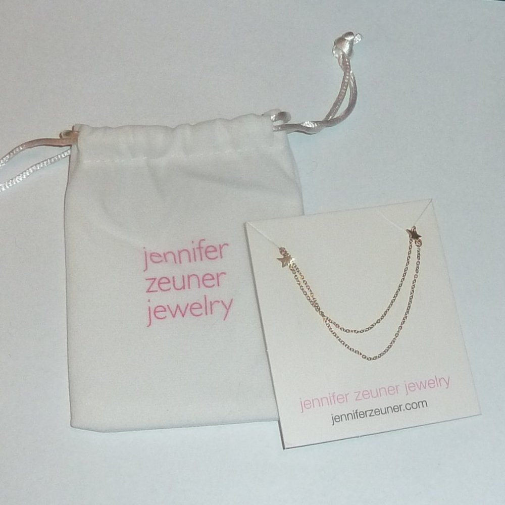Jennifer Zeuner Necklace, Double Star, Gold Over Stainless Steel, Minimalist New